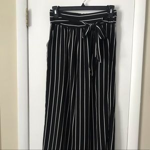 Striped Wide-Leg Pants with tie waist